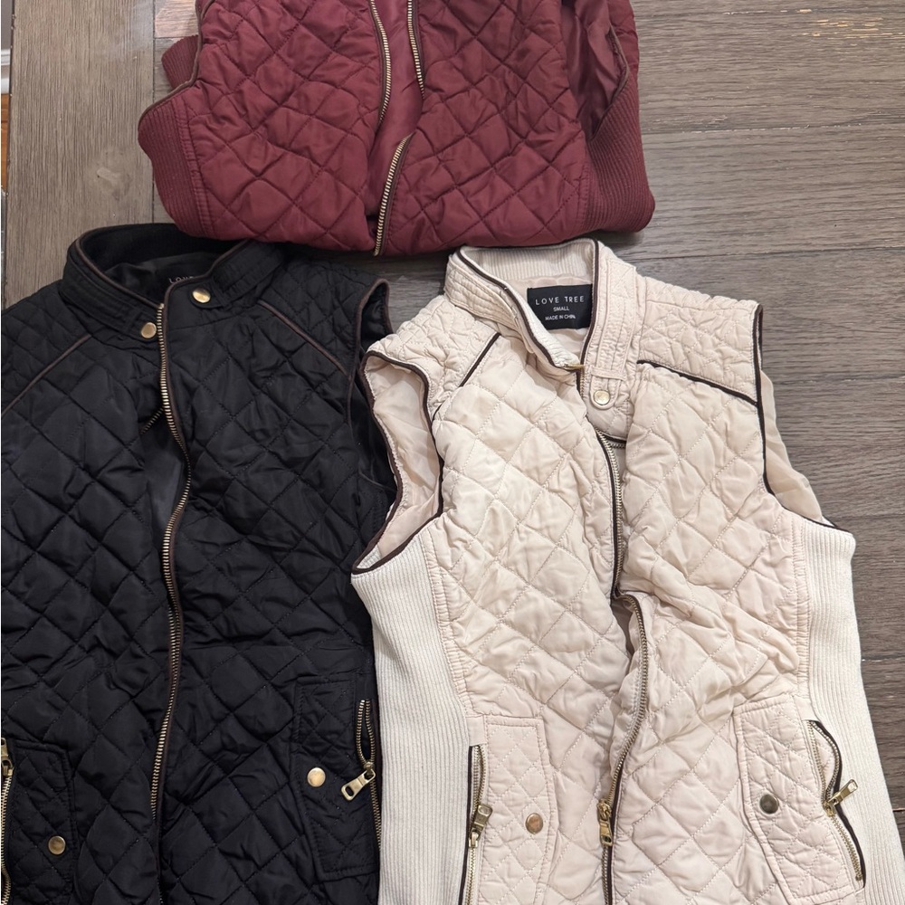 Quilted Vests in Black and Cream